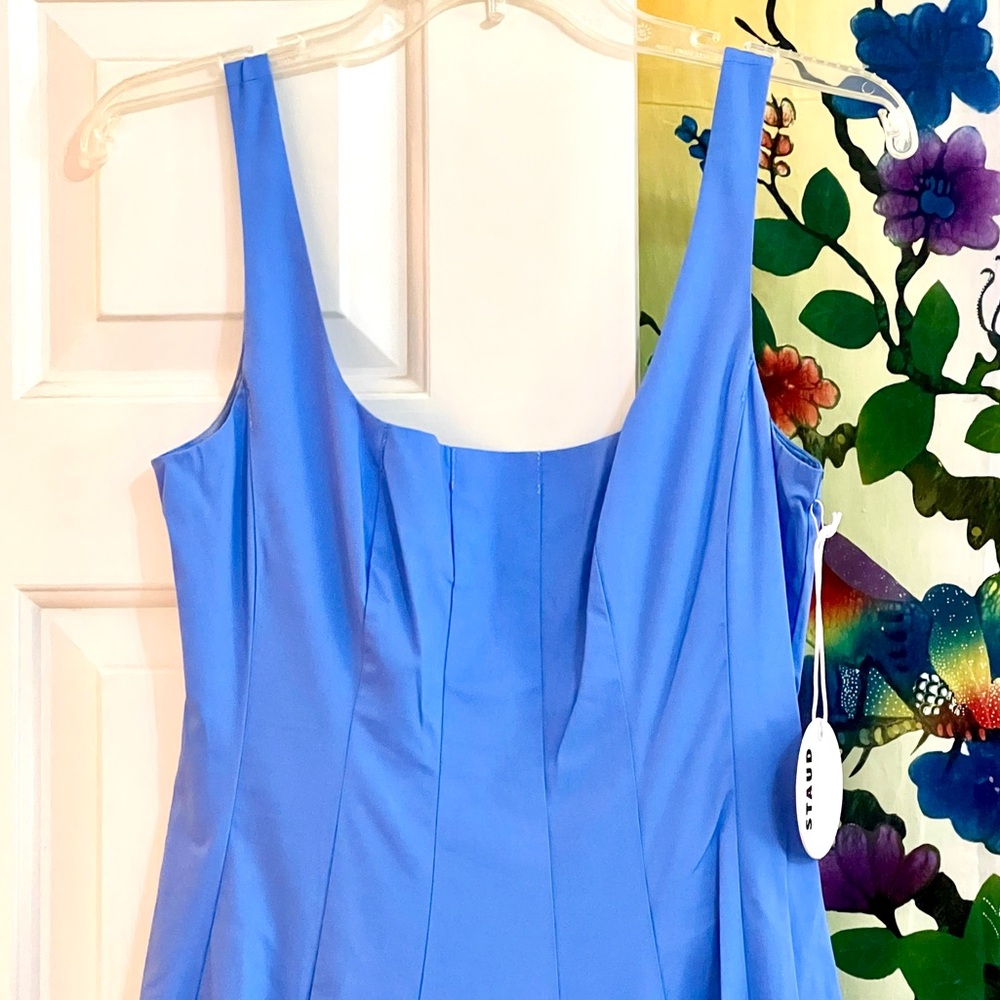 NWT Staud Wells Midi Dress Cornflower 🌟 Very Rare 🌟 - Picture 10 of 14